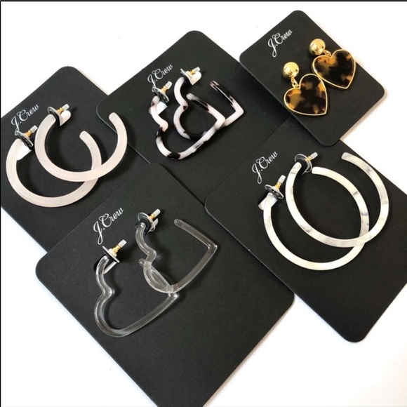 J.Crew✨New✨Heart Hoop Clear Acetate Earrings - Picture 7 of 8